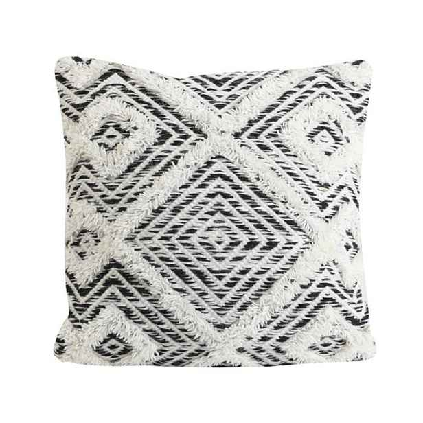 Bílo-černý polštář Udim s ornamenty a třásněmi - 45*45 cm Light & Living