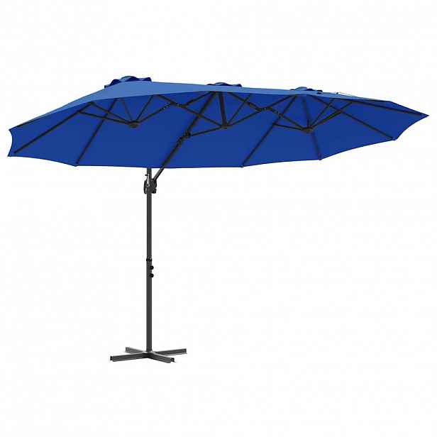 vidaXL Slunečník 372 x 198 x 243 cm Polyester a hliník Azurblau