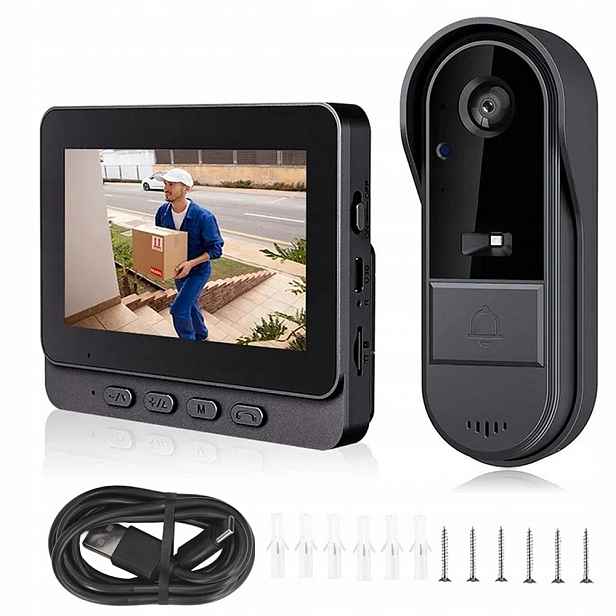 Videodomofon Domofon s kamerou 1080p Zvonek Vestavěná Baterie 4.3''