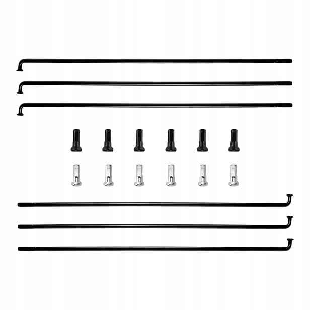 Cyklistické paprsky 14G ocelové s nýty černé 253 mm, sada 6 ks