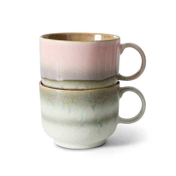 Set 2ks hrnek na čaj 70s Lush Tea - 14*10*8cm / 425 ml  HKLIVING