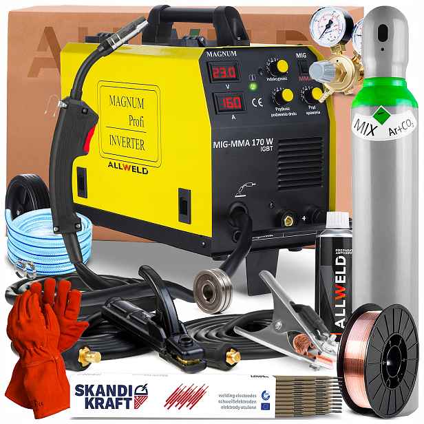 Svářečka Magnum Mig Mag 170W 230V 160A Lutosvařování Mma Flux 2-VÁLCOVÁ Igbt