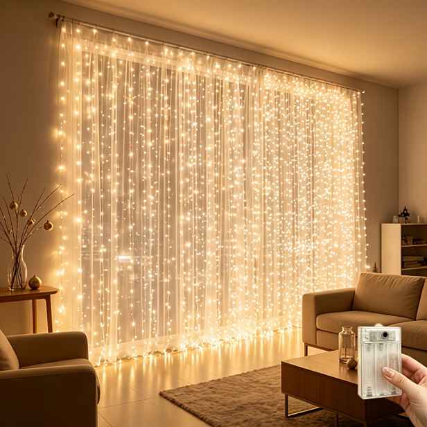 TEMU 2X2M 200 LED světelný řetěz, 8 režimů blikání, na baterie, pro vnitřní i venkovní dekorace. Ideální pro svatby, večírky, Vánoce, Halloween, Nový