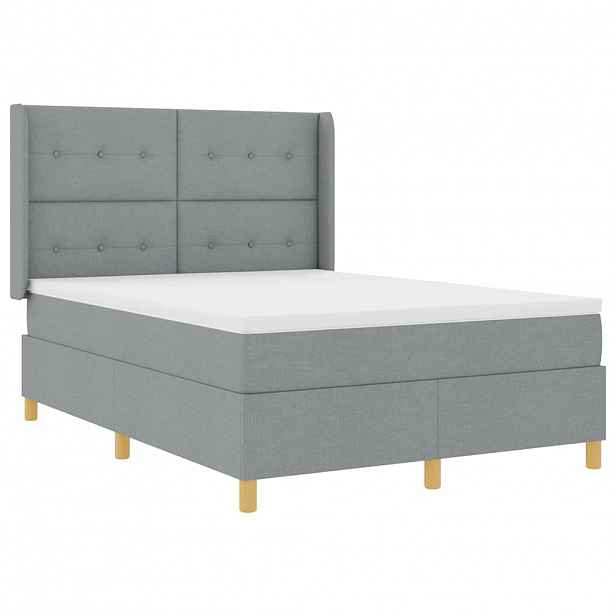 vidaXL Postel s boxspringem s čelo Světle šedá 140 x 190 cm textil