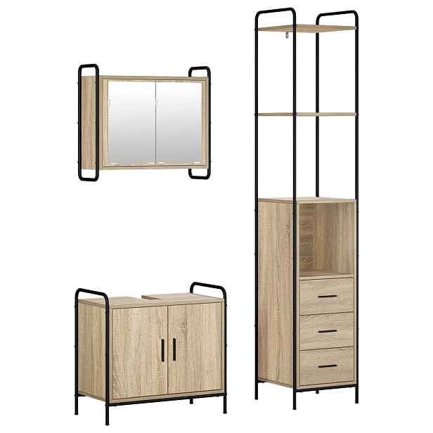 vidaXL Sada koupelnových skříněk 3 ks Dub sonoma 40 x 36 x 200,5 cm