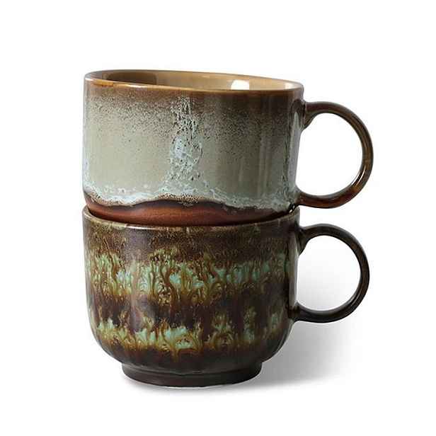 Set 2ks hrnek na čaj 70s Lush Odyssey Tea - 14*10*8cm / 425 ml  HKLIVING