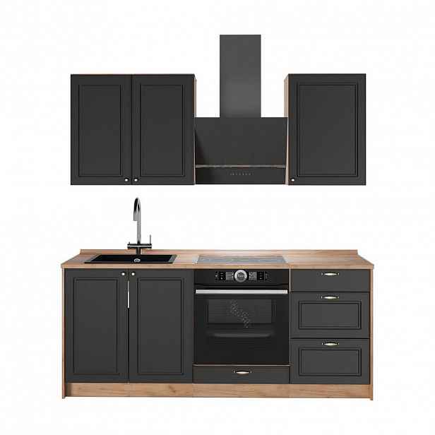 Vicco JEDNOTKOVÁ KUCHYNĚ Fame-Line, Anthrazit-Gold Landhaus/Zlatý mocný dub, 190 cm, PD Dub