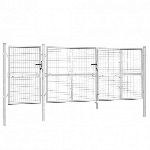 vidaXL Pletivá zahradní branka stříbrná 400 x 125 cm pozinkovaná ocel
