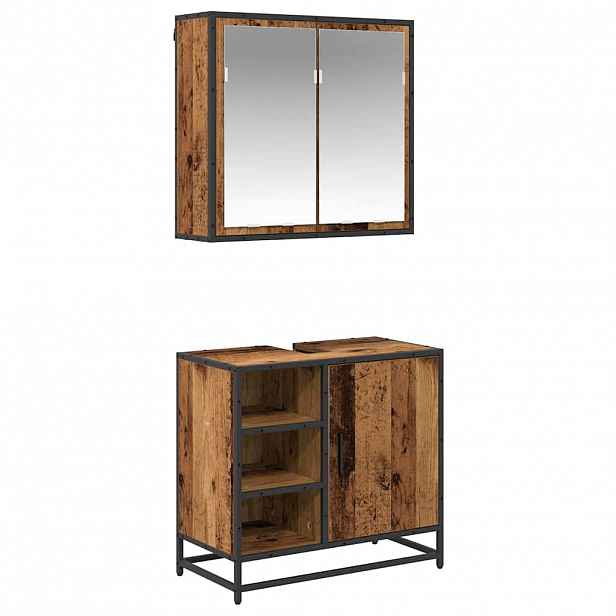 vidaXL Sada koupelnového nábytku 2 ks Staré dřevo 65 x 33 x 60 cm