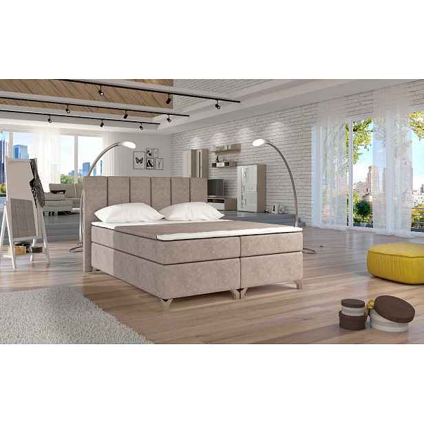 Boxspring Basilio Rozměr: 160 x 200 cm, látka: Dora 22, Varianta: S LED osvětlení