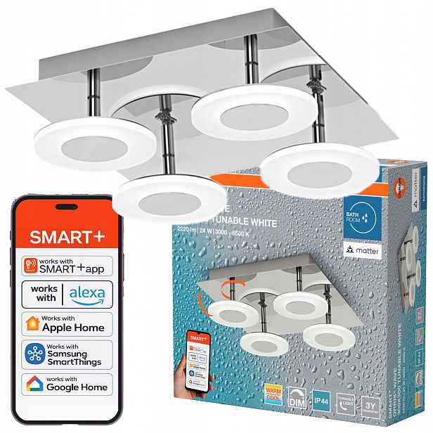 Led koupelnová lampa 24W 1500lm Cct IP44 Smart WiFi Matter Orbis