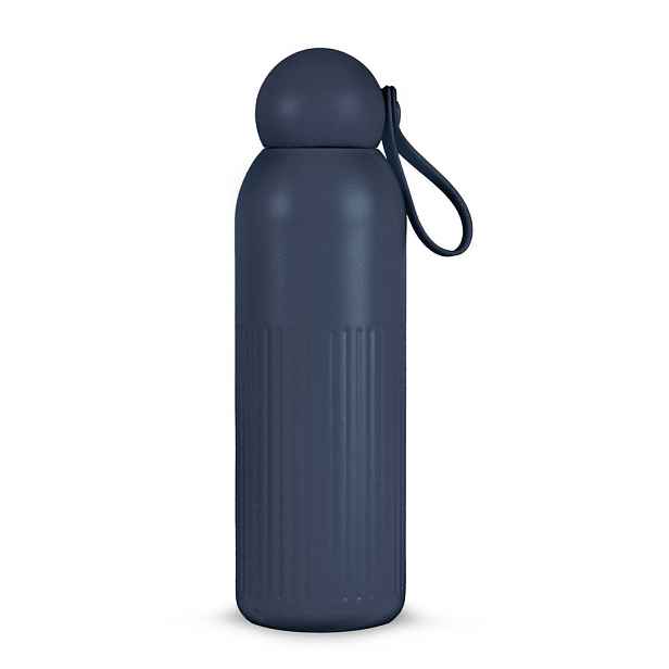 Modrá termoláhev s brčkem z nerezové oceli 500 ml Tekla – Sagaform