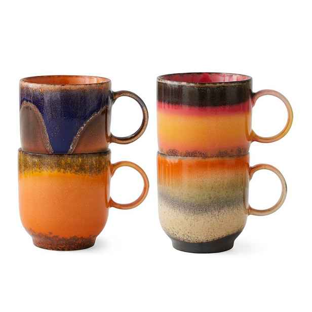 Set 4ks hrnek na kávu 70s Café Brazil - 10*7,5*8cm / 250 ml  HKLIVING