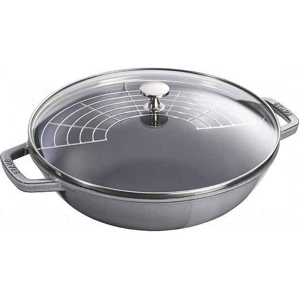 Staub Litinový wok se skleněnou poklicí, 30 cm, grafitově šedá 1312918