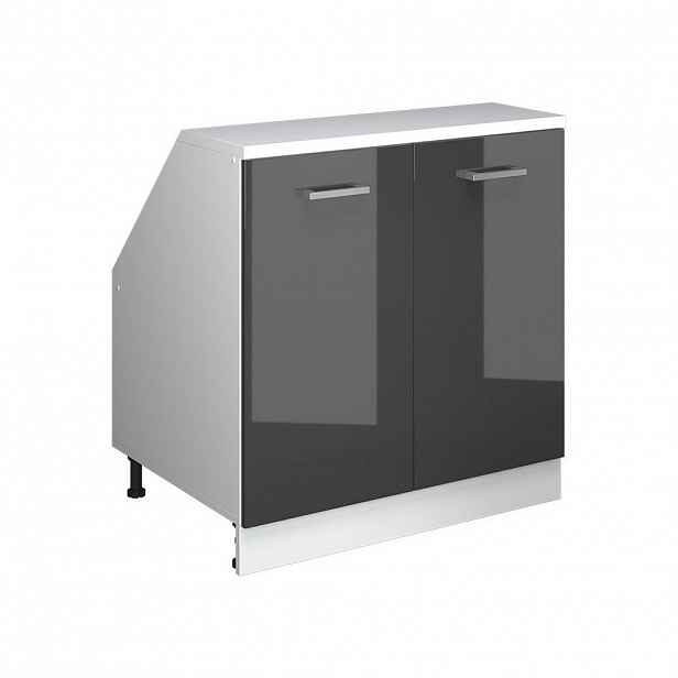 Vicco ŠIKMÁ SKŘÍŇ Rion Antracitový vysoký lesk 80 x 81.6 cm se 2 dveřmi, korpus skříně hloubka 60 cm