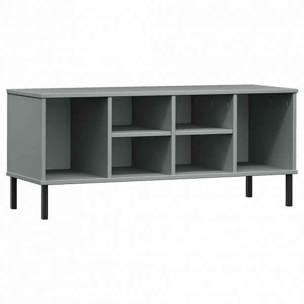vidaXL Botník s kovovými nohami šedý 106x35x45 cm masivní dřevo OSLO