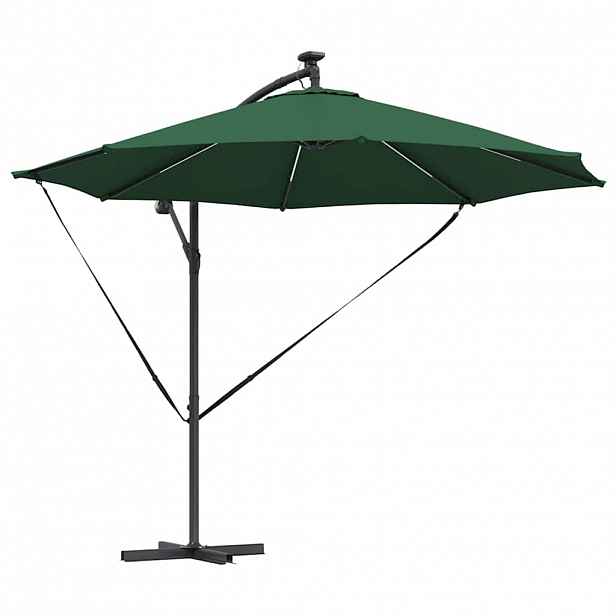 vidaXL Slunečník 294 x 294 x 248 cm Polyester a hliník Zelená