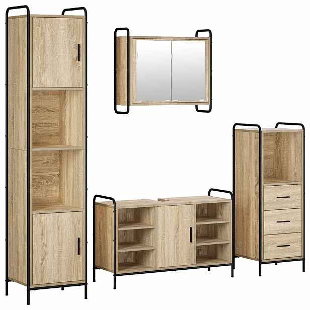vidaXL Sada koupelnových skříněk 4 ks Dub sonoma 40 x 36 x 181 cm