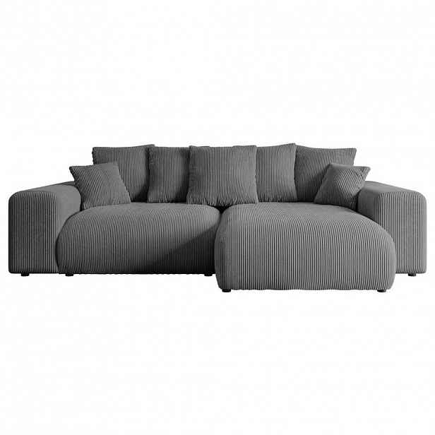 ALTDECOR ROHOVÁ SEDACÍ SOUPRAVA s otomanem vpravo ESKAR-L 266x176x72 tmavě šedá manšestr