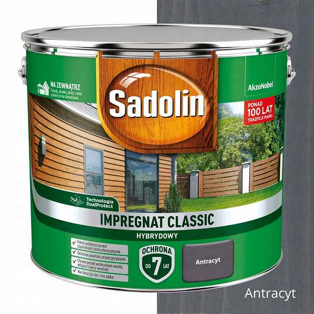 Sadolin Classic Ochranná A Dekorační Impregnace Na Strom 9L Antracit