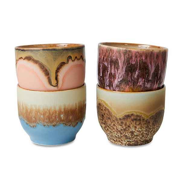 Set 4ks hrnek na kávu 70s Café Lagoon - 8*8*7cm / 250 ml  HKLIVING