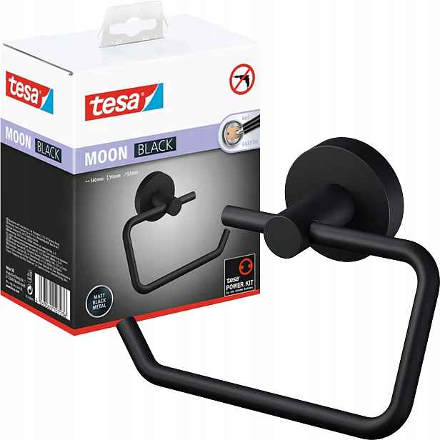 Tesa Moon Black Držák na toaletní papír Samolepicí Závěsný kovový