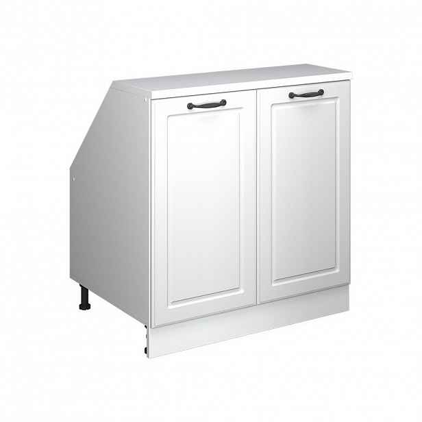 Vicco KUCHYŇSKÁ SKŘÍŇKA POD ŠIKMOU STŘECHU R-Line Bílý venkovský dům 80 cm se 2 dveřmi, korpus skříně hloubka 60 cm