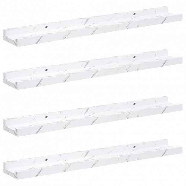 vidaXL Nástěnná polička 4 ks Bílý mramor 60 x 9 x 3 cm