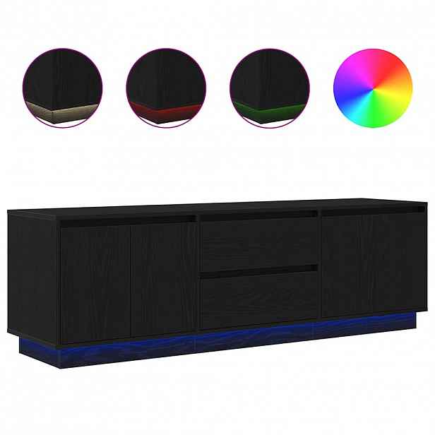 vidaXL TV skříňka s LED osvětlením černý dub 160,5x41x50 cm