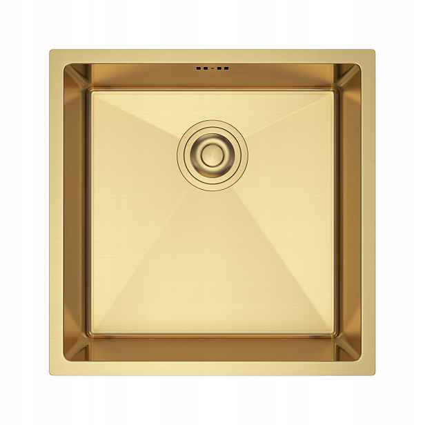 Závěsný dřez Rita Ocel Pvd gold zlatý 44x44 cm Sifon