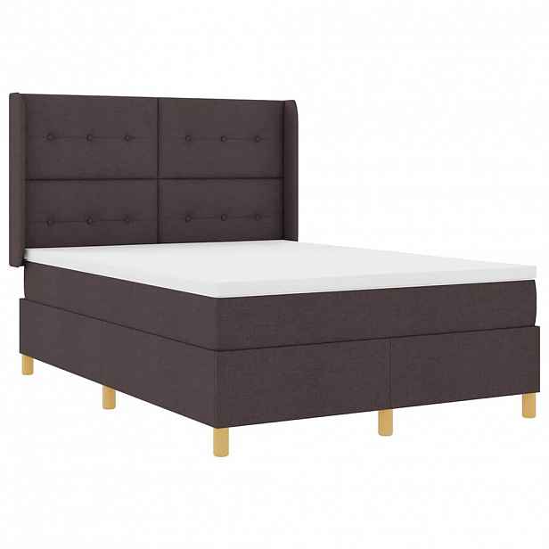 vidaXL Postel s boxspringem s LED pásky Hnědá 140 x 190 cm textil