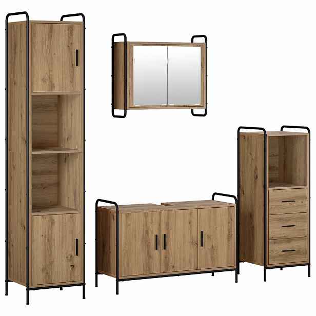 vidaXL Sada koupelnových skříněk 4 ks Dub artisan 40 x 36 x 181 cm