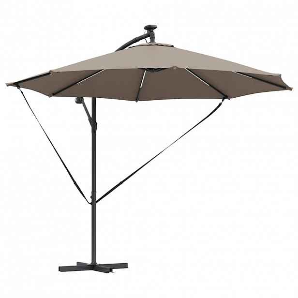 vidaXL Slunečník 294 x 294 x 248 cm Polyester a hliník Taupe