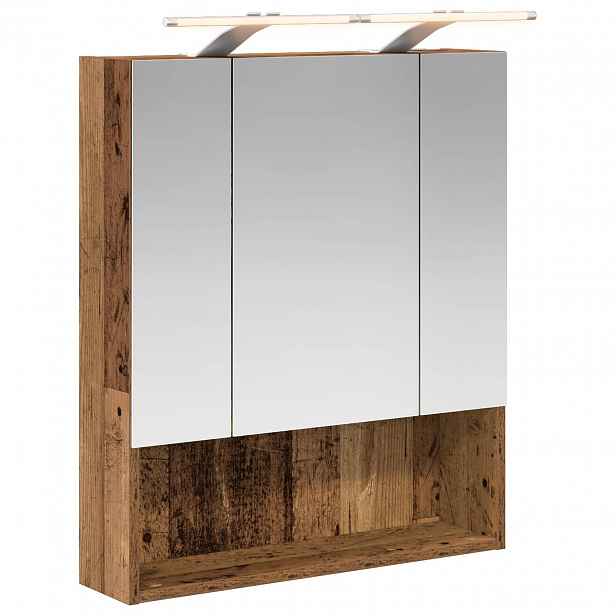 vidaXL Koupelnová zrcadlová skříň Staré dřevo 60 x 14.5 x 70 cm