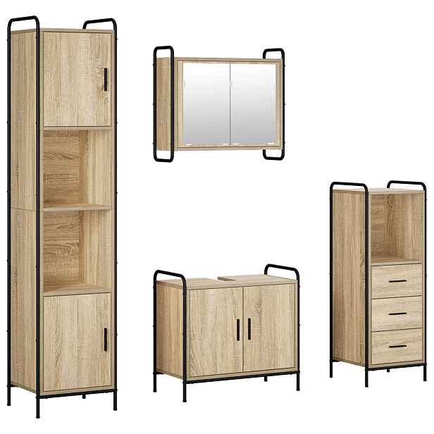 vidaXL Sada koupelnových skříněk 4 ks Dub sonoma 40 x 36 x 181 cm
