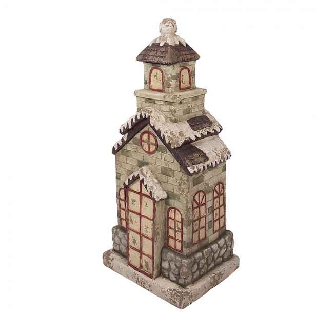 Béžová antik dekorace domek kostel - 36*30*80 cm Clayre & Eef