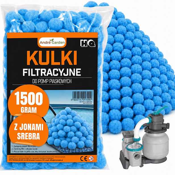 Filtrační kuličky do bazénu, filtrační čerpadla velká 1500 g s Ionty Stříbra 1,5
