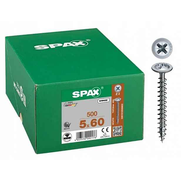 Podložkový Šroub 500KS 5.0*60 Pz 2 Bílý Pozink 0281010500602 Spax