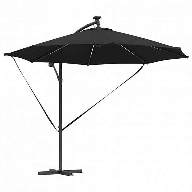 vidaXL Slunečník 294 x 294 x 248 cm Polyester a hliník Černá
