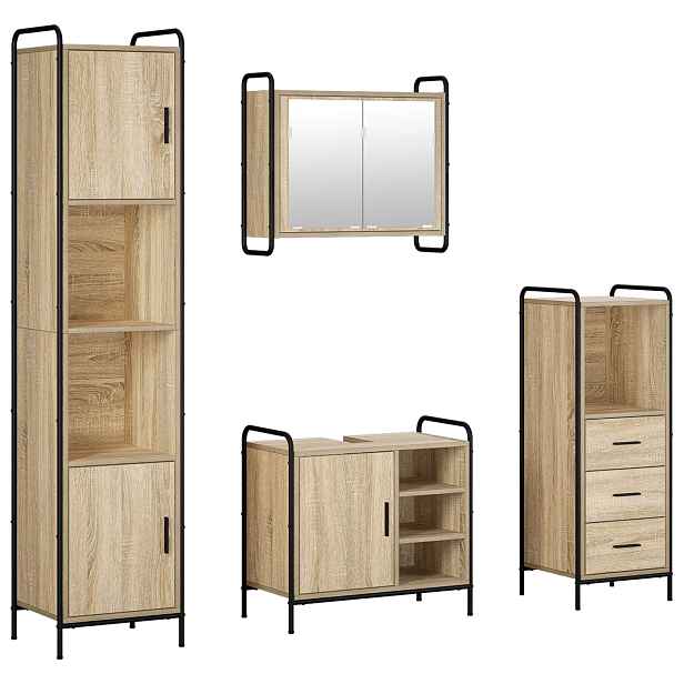 vidaXL Sada koupelnových skříněk 4 ks Dub sonoma 40 x 36 x 181 cm