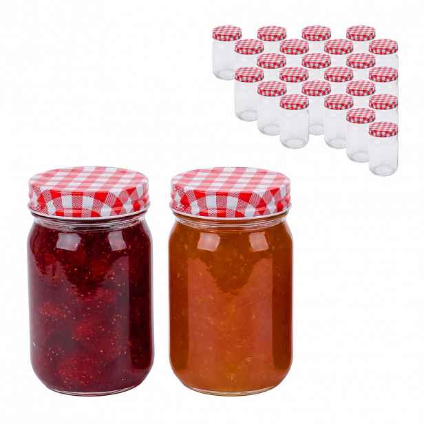 Relaxdays SKLENICE Transparentní červená bílá 25dílná-sada 400 ml