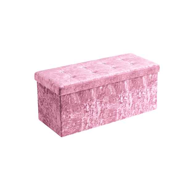 Skládací taburet s úložným prostorem GLAMOUR VELVET 110x38 cm, růžový
