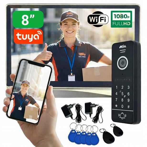 Wifi dotykový Fhd videotelefon s aplikací VID Tuya 8B-SD, stanice pro bránu