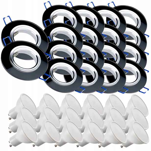 18x Skleněná Černá Stropní Lampa Halogenová Lampa Led Žárovky 10W