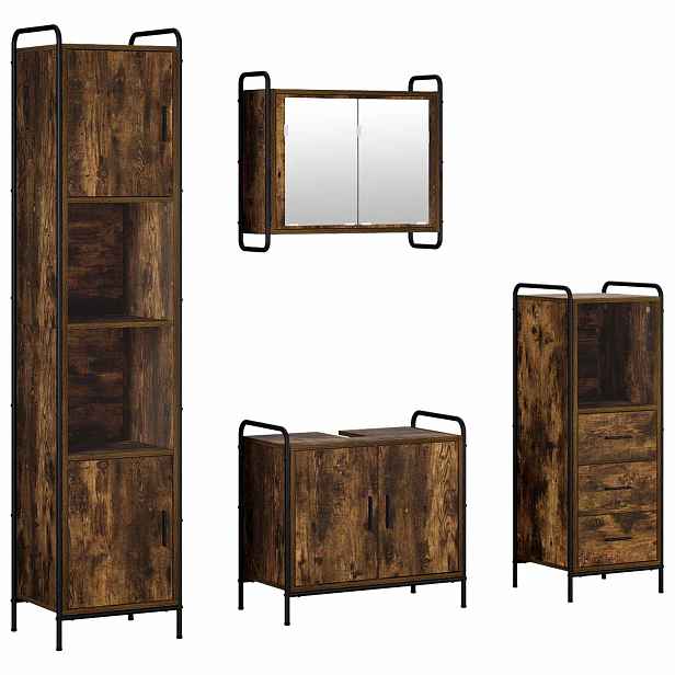 vidaXL Sada koupelnových skříněk 4 ks Kouřový dub 40 x 36 x 181 cm