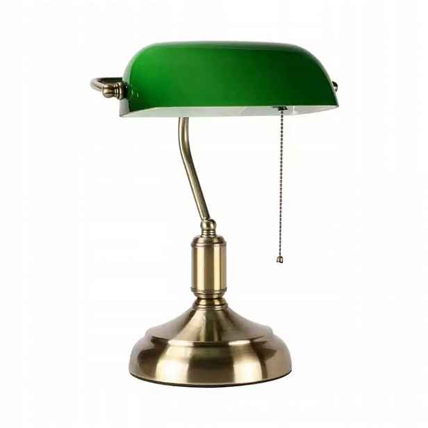 Klasická Bankéřská Lampa Zelená Mad Dot Mosaz Stolní E27