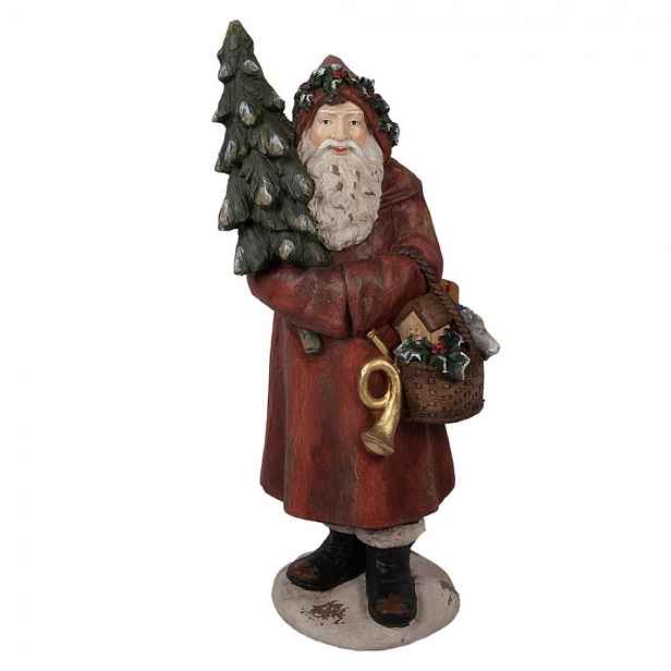 Veliká dekorativní figurka Santa Claus se stromkem - 39*30*93 cm Clayre & Eef