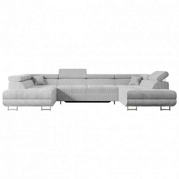 ALTDECOR SEDACÍ SOUPRAVA s funkcí lůžka a úložným prostorem pod postelí GUSA-U 342x202x107 cm šedá manšestr