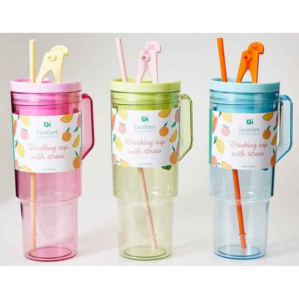 hrnek 1000ml, 3barvy, brčko, d9,8x26,5cm, AKRYLON, plast