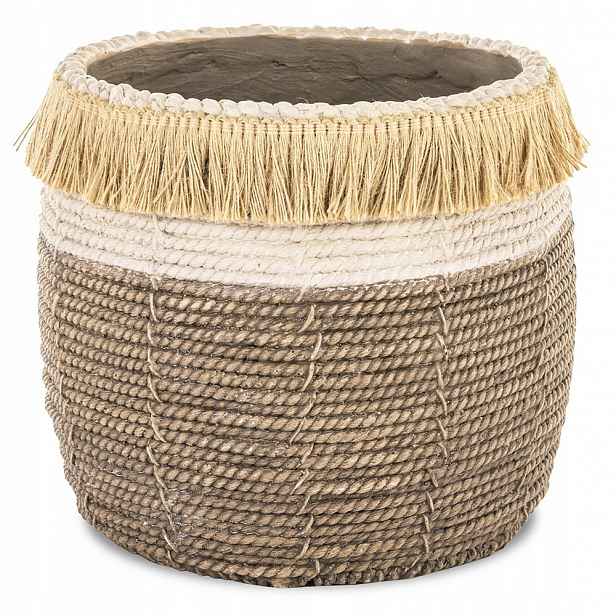 Květináč Obal Na Květináč Hnědý Béžový 26x28 cm Pletenina Zdobená Boho 25 30